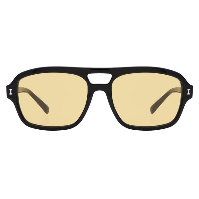 Queens Sunglasses front view in Black with Honey Flat See Through