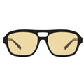 Front view of Queens Sunglasses in Black/Honey Flat See Through