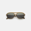Front view of Queens Sunglasses in Ochre/Olive Flat