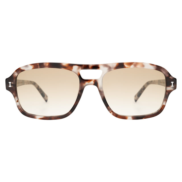 Queens Sunglasses front view in Black Granite with Taupe Flat Gradient