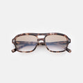 Front view of Queens Sunglasses in Black Granite/Taupe Flat Gradient