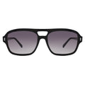 Front view of Queens Sunglasses in Black/Grey Flat Gradient