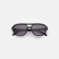 Front view of Queens Sunglasses in Black/Grey Flat Gradient