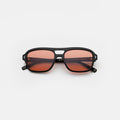 Front view of Queens Sunglasses in Black/Sunset Flat