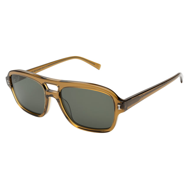 Queens Sunglasses side view in Ochre / Olive Flat