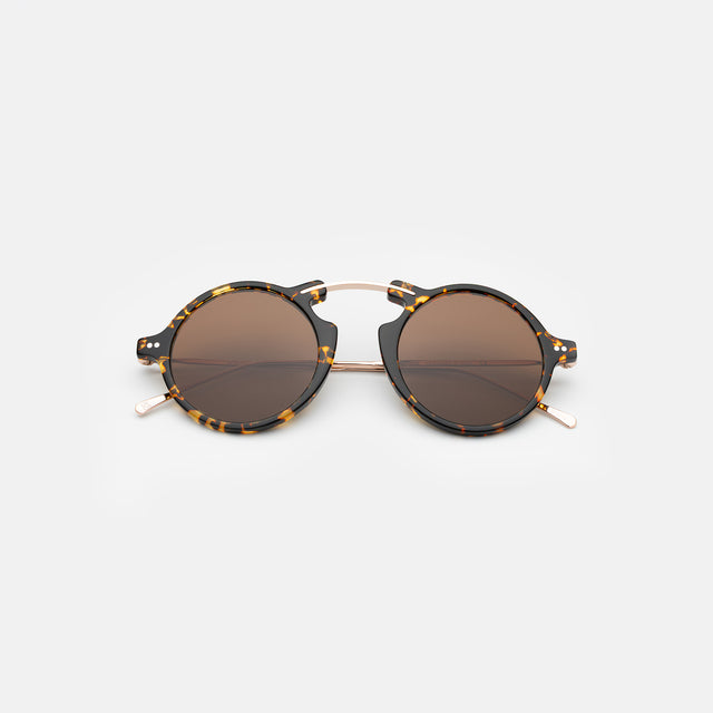 Roma II Sunglasses side view in Flame/Gold / Brown Flat