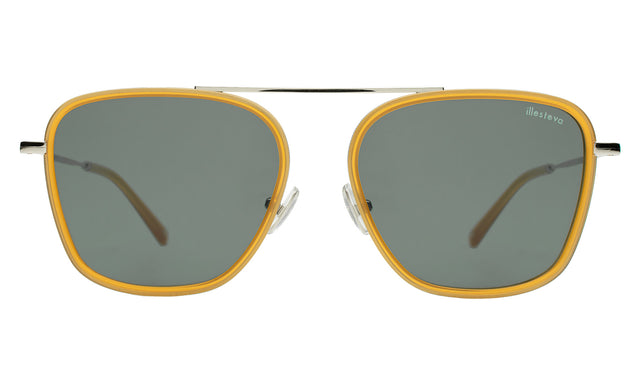 Samos Ace Sunglasses in Honey/Silver with Olive Flat