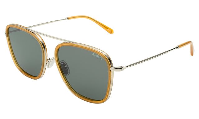 Samos Ace Sunglasses Side Profile in Honey/Silver / Olive Flat