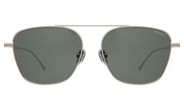 Samos Sunglasses in Silver with Olive Flat