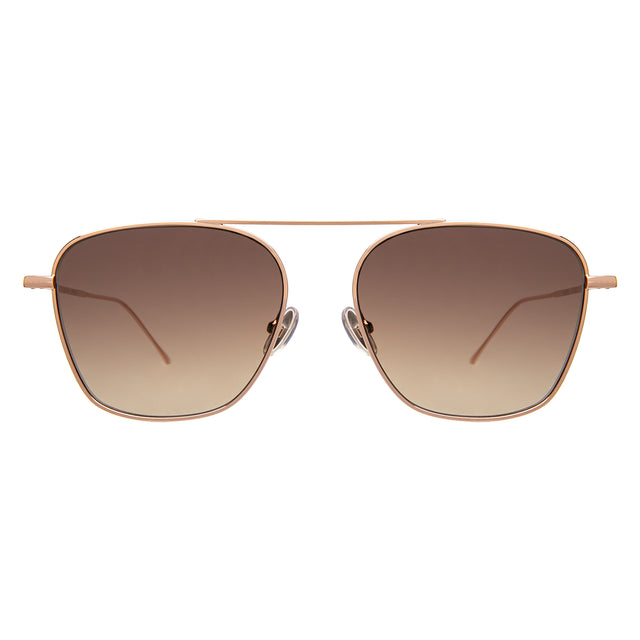 Samos Sunglasses front view in Rose Gold with Brown Flat Gradient
