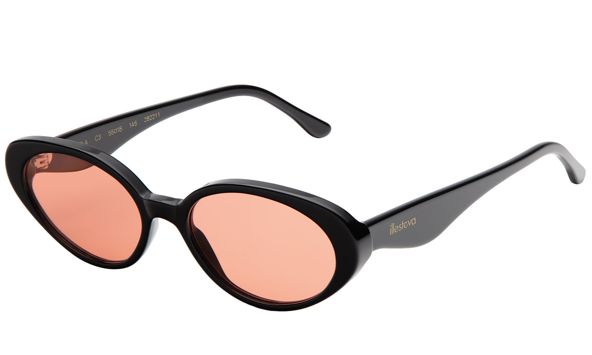 Sheila Sunglasses in Black with Sunset Flat lenses, side view
