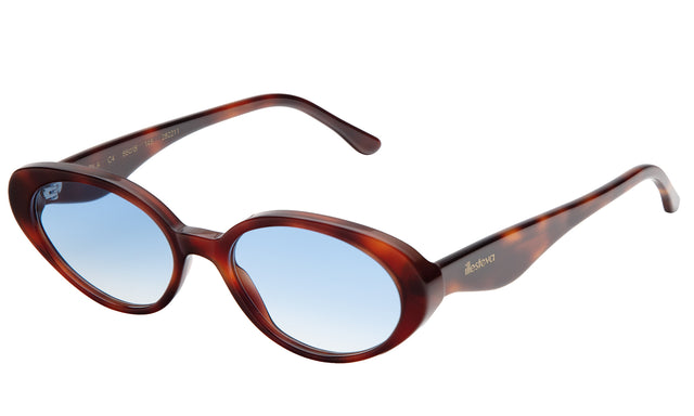 Sheila Sunglasses side view in Havana / Blue Flat Gradient See Through