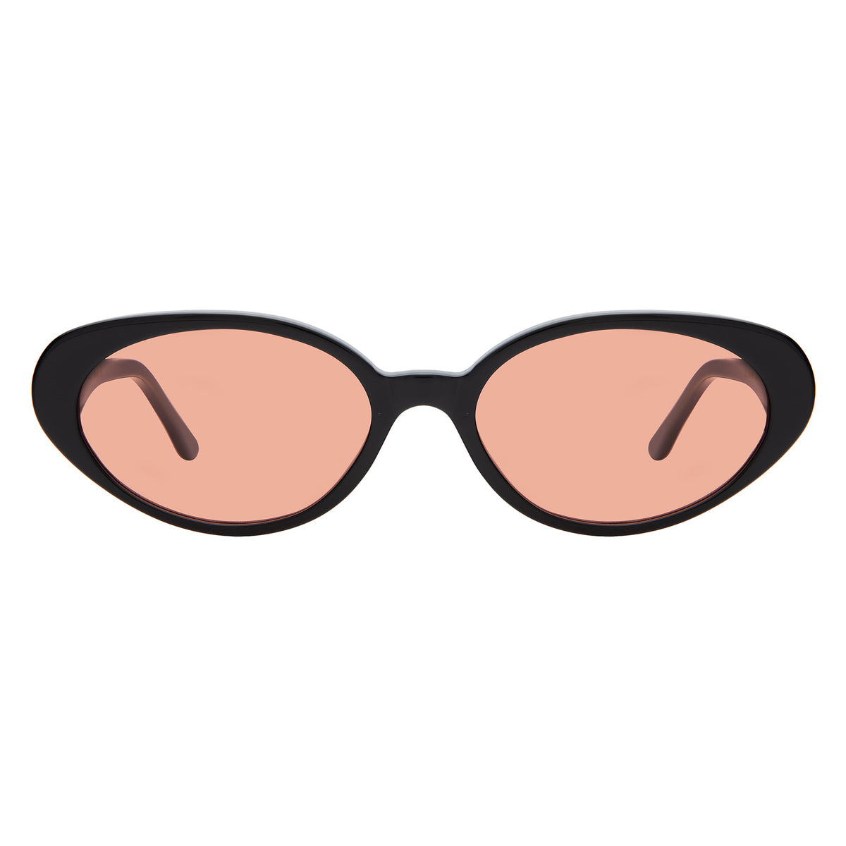 Sheila Sunglasses in Black with Sunset Flat lenses, front view