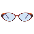 Front view of Sheila Sunglasses in Havana/Blue Flat Gradient See Through