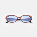 Front view of Sheila Sunglasses in Havana/Blue Flat Gradient See Through
