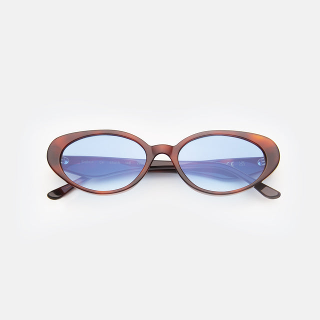 Sheila Sunglasses side view in Havana / Blue Flat Gradient See Through