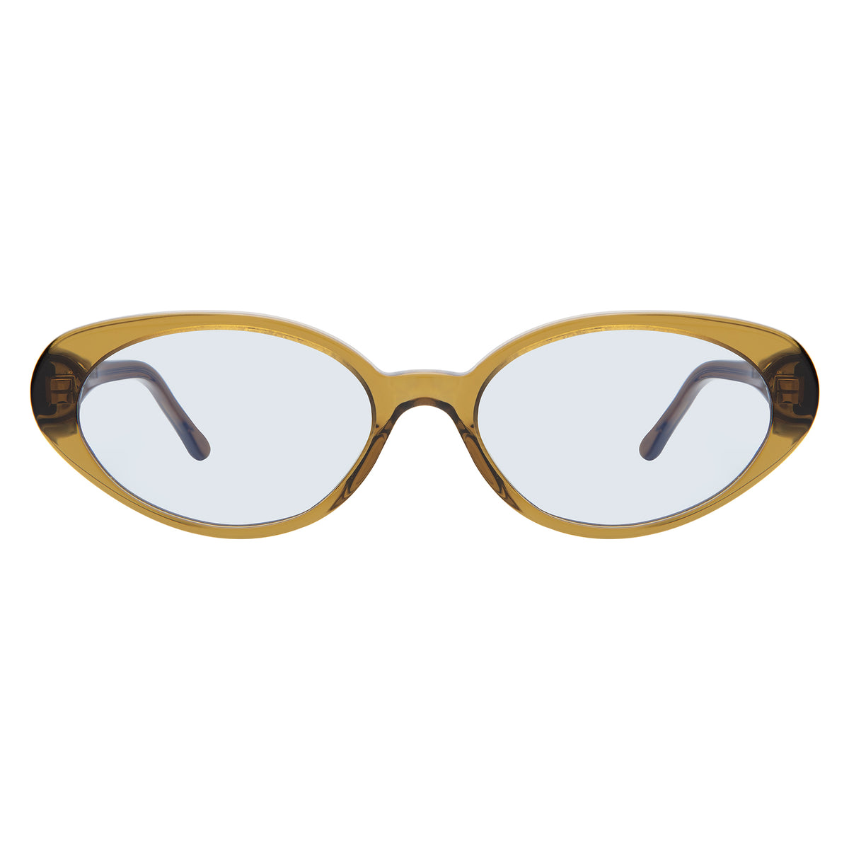 Sheila Sunglasses in Moss with Light Blue Flat See Through lenses, front view