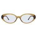 Front view of Sheila Sunglasses in Moss/Light Blue Flat See Through