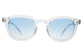 Front view of Slope Sunglasses in Clear/Blue Gradient See Through