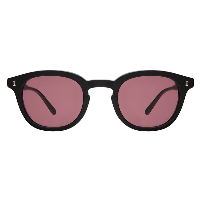 Slope Sunglasses front view in Black with Plum See Through