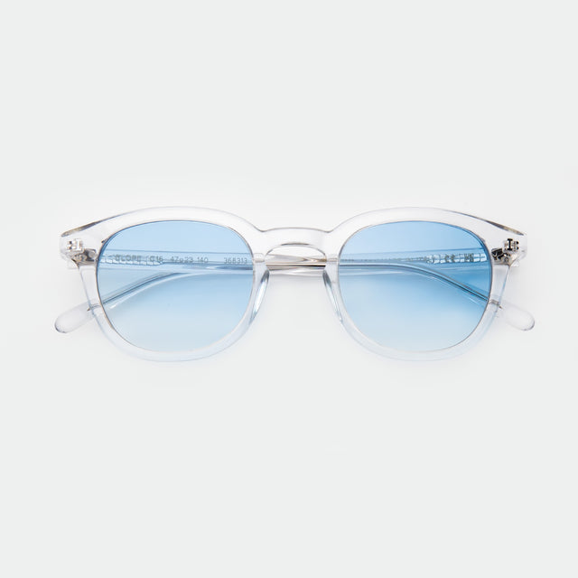Slope Sunglasses side view in Clear / Blue Gradient See Through
