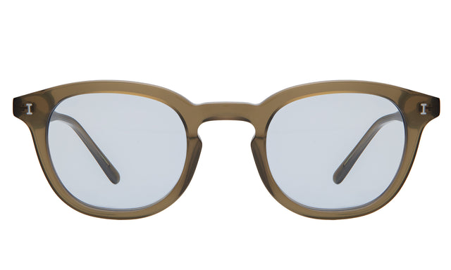 Slope Sunglasses front view in Olive with Light Blue See Through