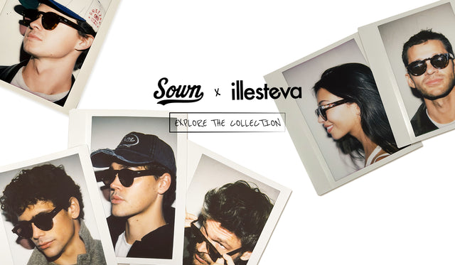 Sown x illesteva collaboration featuring multiple polaroid images