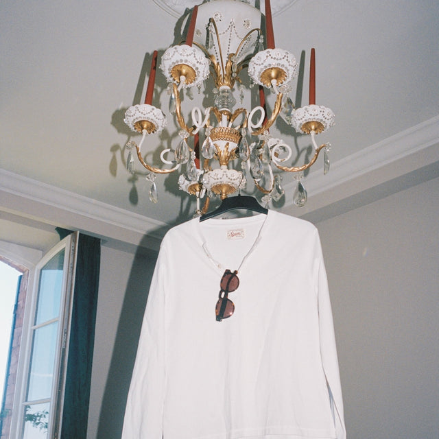 Vintage chandelier and long sleeve display  Havana with Plum See Through