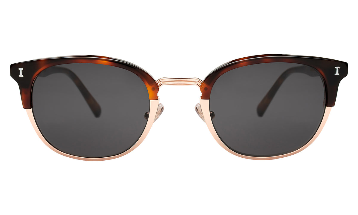 Stockholm Sunglasses in Havana with Rose Gold lenses, front view