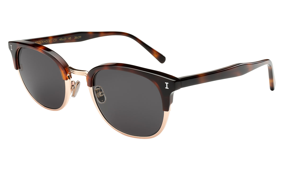 Stockholm Sunglasses in Havana with Rose Gold lenses, side view