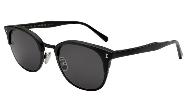 Stockholm Sunglasses Side Profile in Matte Black / Grey