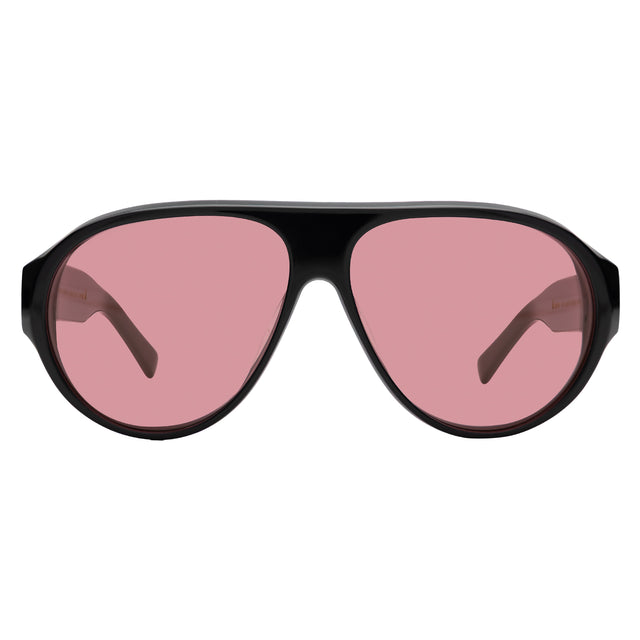 Telluride Sunglasses front view in Black with Maroon See Through