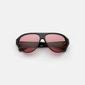 Front view of Telluride Sunglasses in Black/Maroon See Through