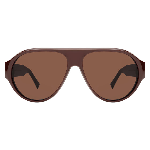 Telluride Sunglasses front view in Bordeaux with Brown