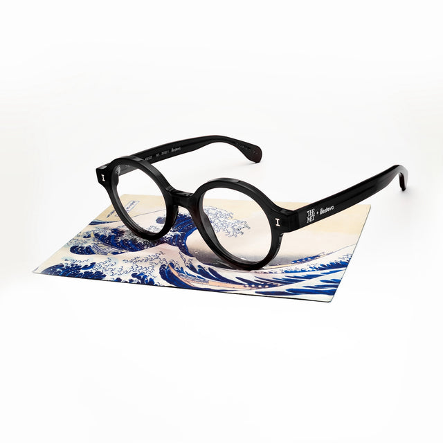 The Met x illesteva Optical shown over The Great Wave limited edition cloth