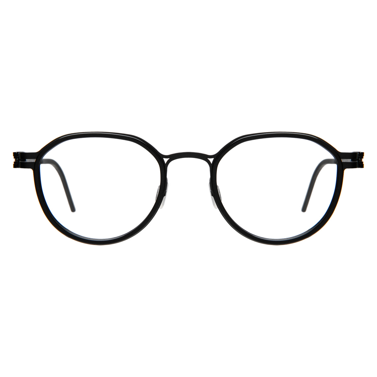 Tompkins Titanium Optical in Black with Matte Black Optical lenses, front view