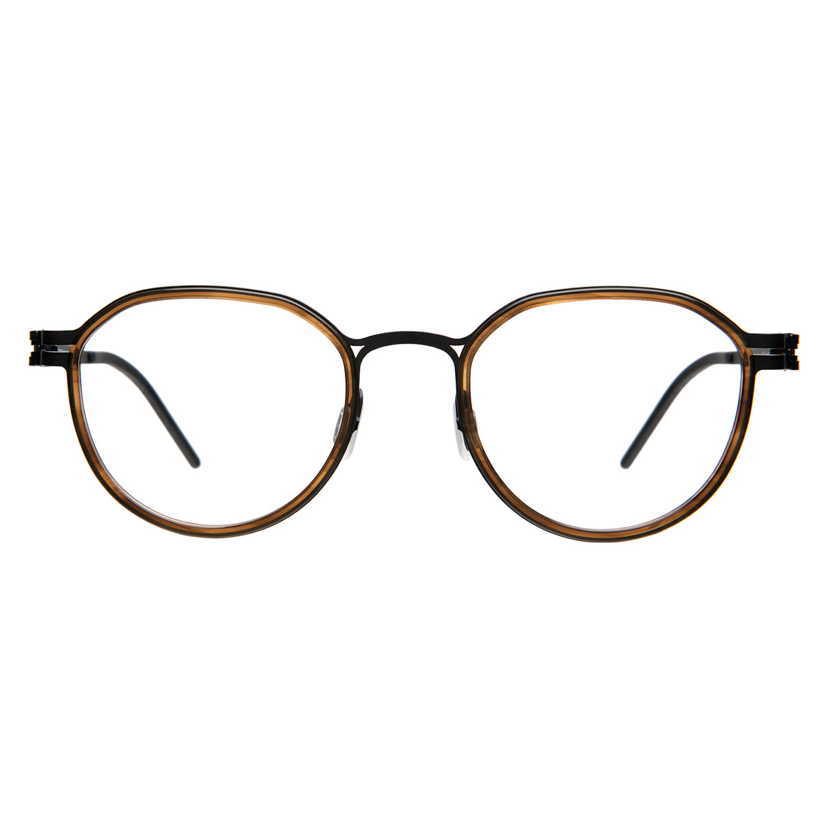 Tompkins Titanium Optical in Scotch with Matte Black Optical lenses, front view