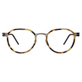 Front view of Tompkins Titanium Optical in Tortoise/Matte Silver/Optical