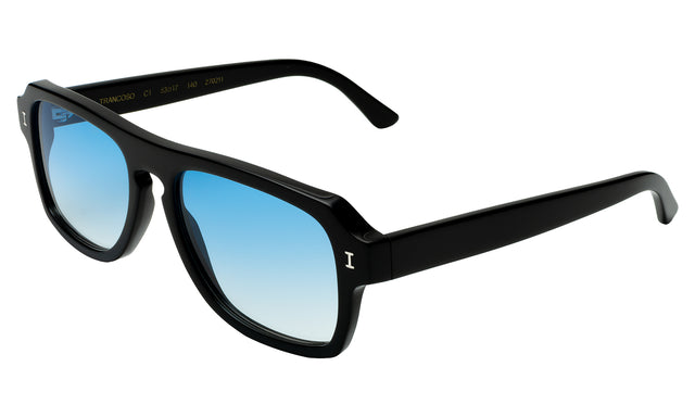 Trancoso Sunglasses Side Profile in Black / Blue Gradient See Through