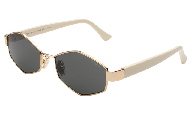 Tucson Sunglasses side view in Rose Gold/Cream / Grey