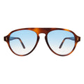Front view of Vanderbilt Sunglasses in Havana/Blue Gradient See Through