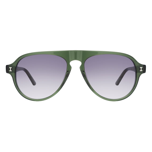 Vanderbilt Sunglasses front view in Pine with Grey Gradient