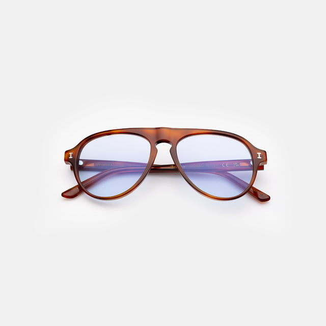 Vanderbilt Sunglasses side view in Red Havana / Light Blue See Through