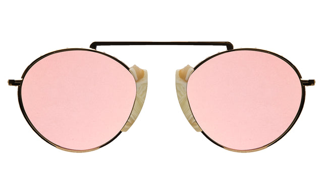 Varese II Sunglasses front view in Savannah Cream Marble Gold with Rose Mirror