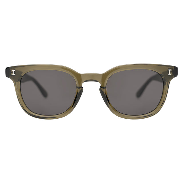 Veneto Sunglasses front view in Green with Grey Flat