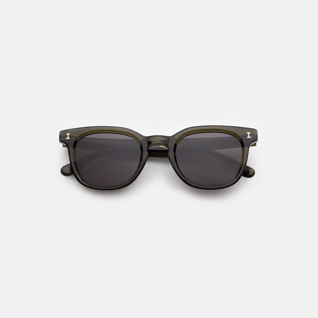 Veneto Sunglasses side view in Green / Grey Flat