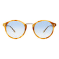 Front view of Village Sunglasses in Amber/Gold/Blue Gradient See Through