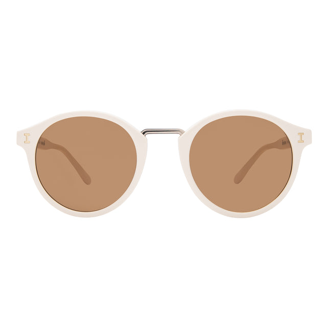 Village Sunglasses front view in Cream/Gold with Brown