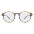 Front view of Village Sunglasses in Olive/Gold/Light Blue See Through