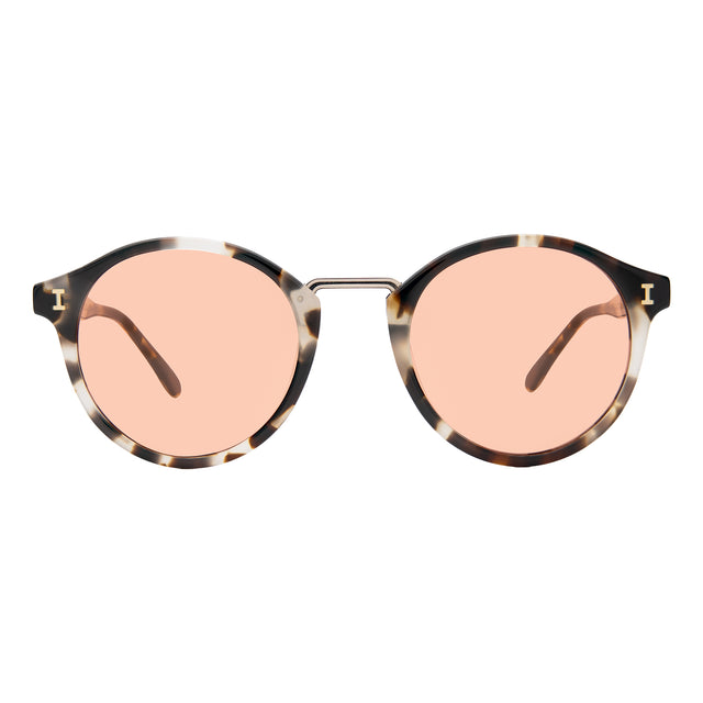 Village Sunglasses front view in White Tortoise/Gold with Sunset